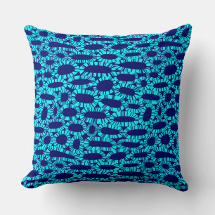 Abstract 250923 - Cyaan op Donkerblauw Kussen