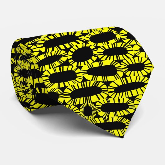 Abstract 250923 - Geel op Zwart Stropdas (Opgerold)