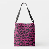 Abstract 250923 - Hot Pink op zwart Crossbody Tas (Achterkant)