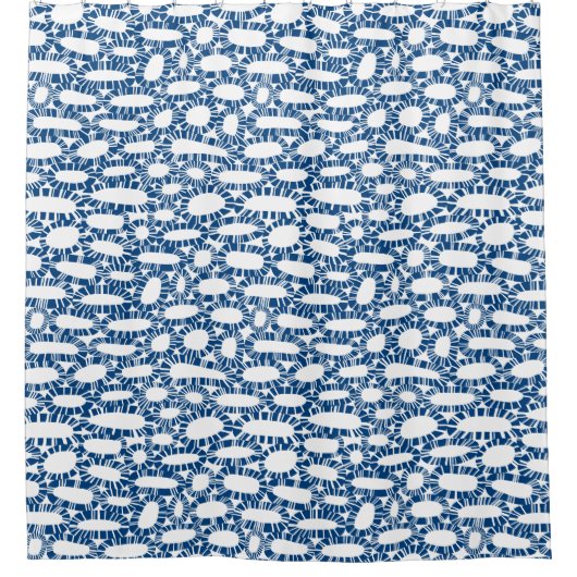 Abstract 250923 - Shibori Blauw op Wit Douchegordijn (Voorkant)
