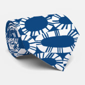 Abstract 250923 - Wit op Shibori Blauw Stropdas (Opgerold)