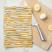 Abstract 280314 - Gold Brown op White Theedoek (Quarter Fold)