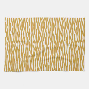 Abstract 280314 - Gold Brown op White Theedoek