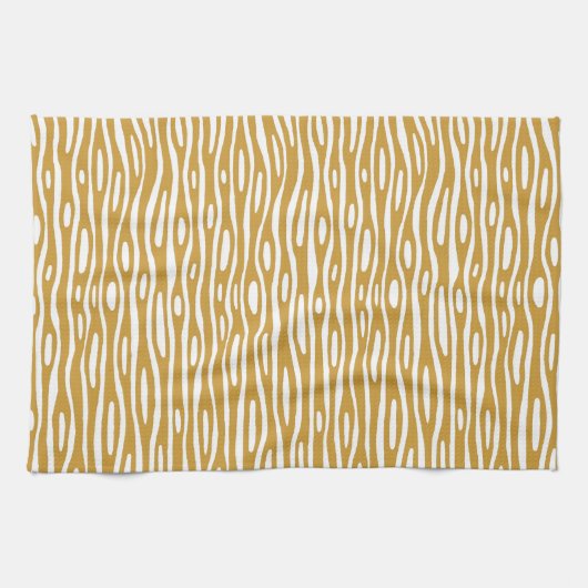 Abstract 280314 - Gold Brown op White Theedoek (Horizontaal)