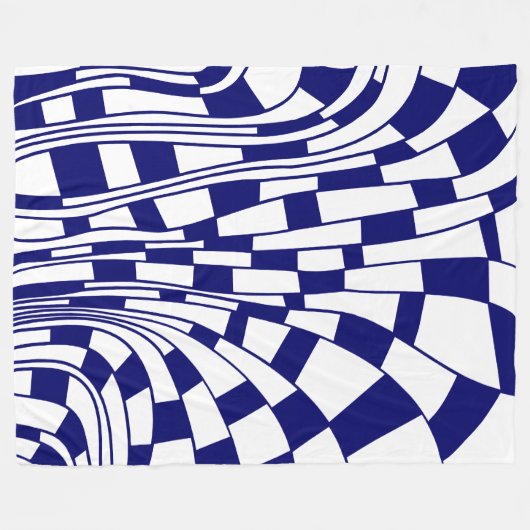 Abstract 290417 - Donkerblauw op wit Fleece Deken (Voorkant (Horizontaal))