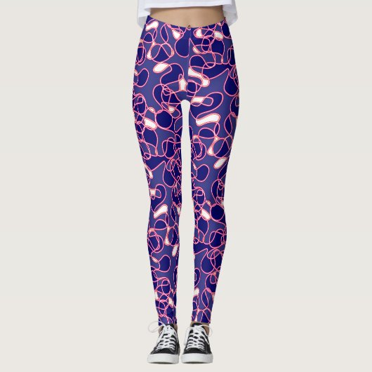 Abstract 290523 Deep Navy, Rood en Wit Leggings (Voorkant)