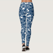 Abstract 290523 Shibori Blauw en Wit Leggings (Achterkant)