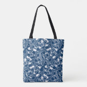 Abstract 290523 Shibori Blauw en Wit Tote Bag (Achterkant)