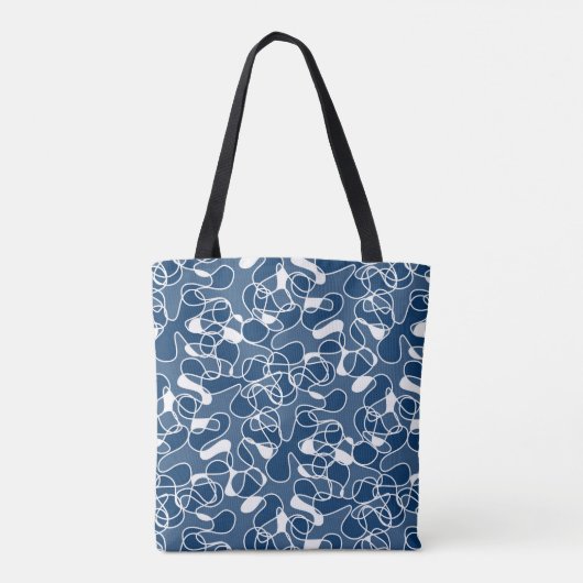 Abstract 290523 Shibori Blauw en Wit Tote Bag (Achterkant)