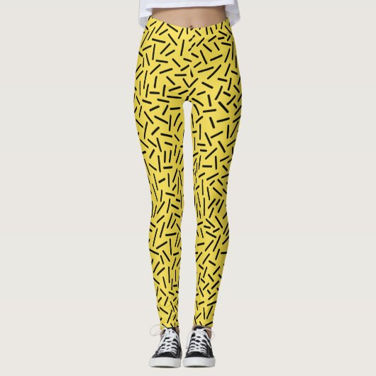 Abstract 300117 - Zwart op Geel #F5DD4B Leggings (Voorkant)