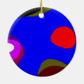 Abstract 309 - Blauw rood zwart Paars Keramisch Ornament (Achterkant)