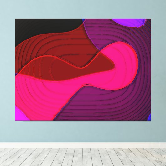 Abstract 328 - paars rood roze kunstontwerp canvas afdruk (Insitu (Houten vloer))