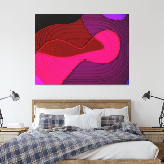 Abstract 328 - paars rood roze kunstontwerp canvas afdruk (Insitu (Slaapkamer))