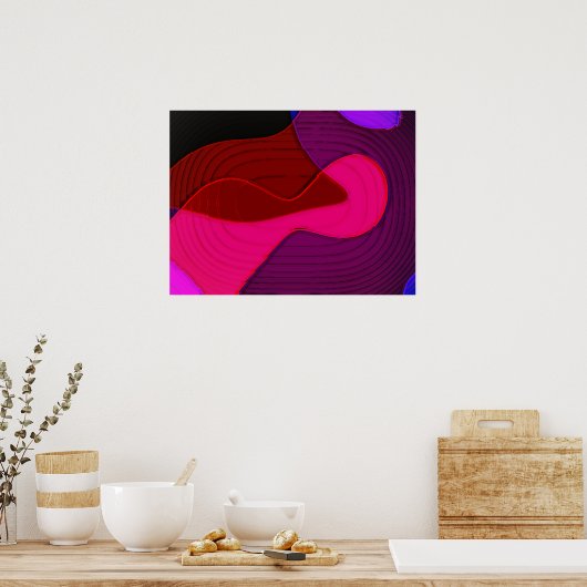 Abstract 328 - paars rood roze kunstontwerp poster (Keuken)