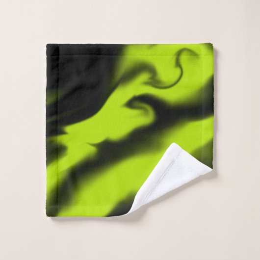 Abstract 3 in zwart en limoengroen bad handdoek (Wasdoekje)