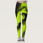 Abstract 3 in zwart en limoengroen leggings (Voorkant)