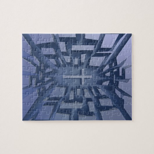 Abstract 3D Christelijk kruis Legpuzzel (Horizontaal)