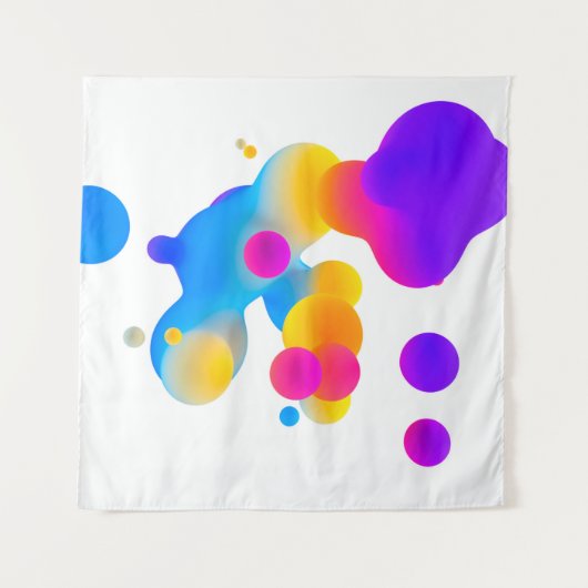 Abstract 3d colorful gradient drops liquid on whit wandkleed (Voorkant)
