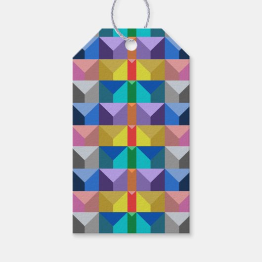 Abstract 3D driehoek patroon Cadeaulabel (Voorkant)
