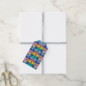 Abstract 3D driehoek patroon Cadeaulabel (Met Touw)