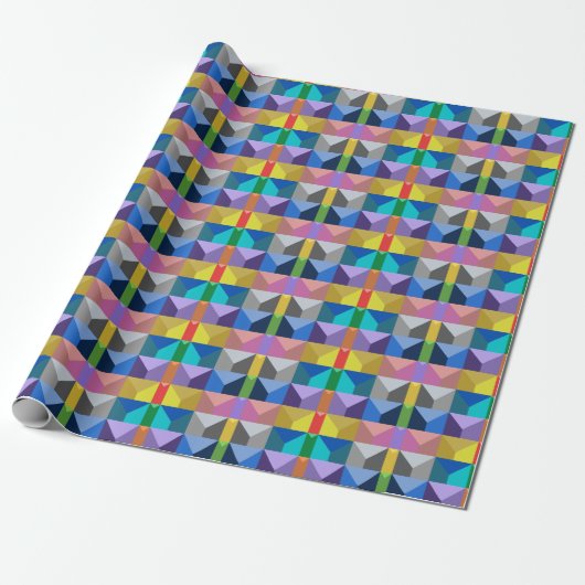 Abstract 3D driehoek patroon Cadeaupapier (Uitgerold)