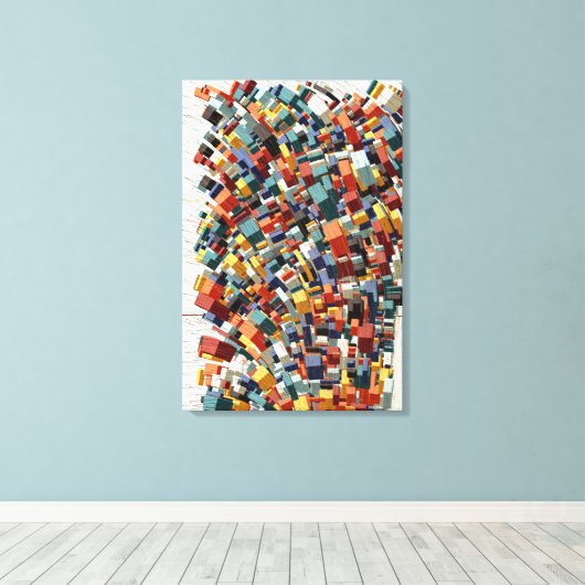 Abstract 3D Geometric Pattern Canvas Afdruk (Insitu (Houten vloer))