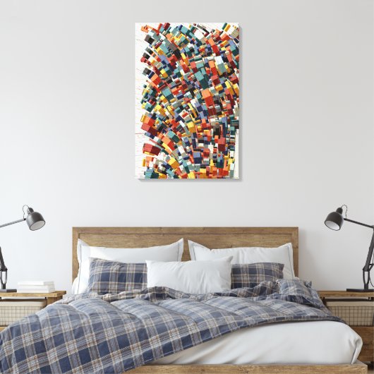Abstract 3D Geometric Pattern Canvas Afdruk (Insitu (Slaapkamer))