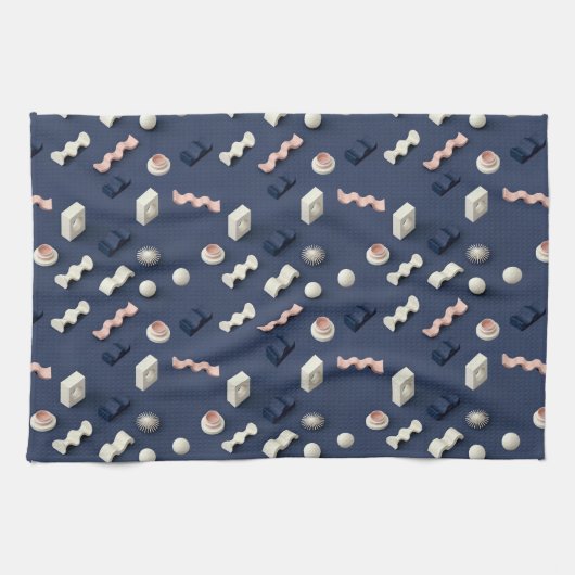 Abstract 3D geometric shapes Theedoek (Horizontaal)