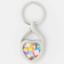 Abstract 3D geometrisch laag-poly kleurrijk patroo Sleutelhanger