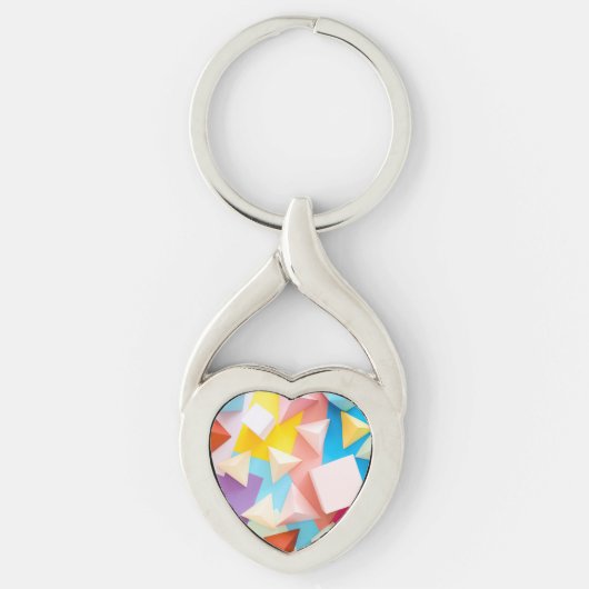 Abstract 3D geometrisch laag-poly kleurrijk patroo Sleutelhanger (Voorkant)