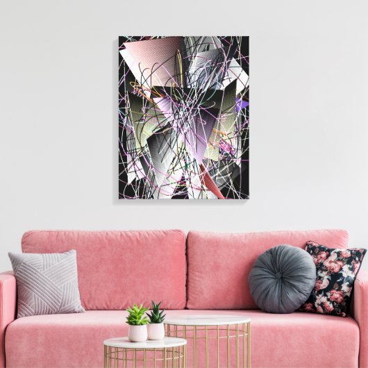 Abstract 3D geometrisch patroon  Canvas Afdruk (Insitu (Woonkamer))