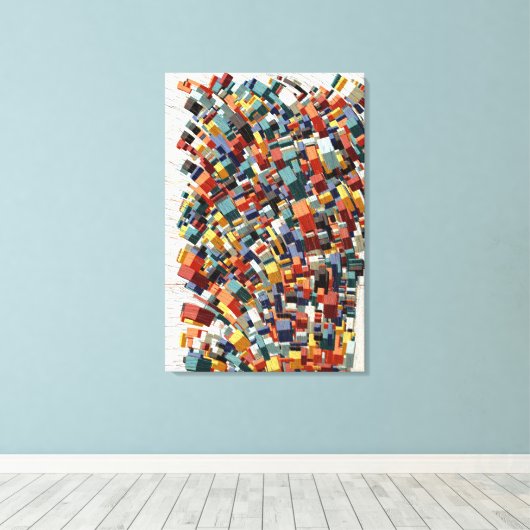 Abstract 3D geometrisch patroon Canvas Afdruk (Insitu (Houten vloer))