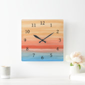 Abstract 44 Oranje blauw Vierkante Klok (Huis)