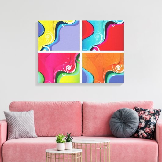 Abstract 4-paneel canvas afdruk (Insitu (Woonkamer))