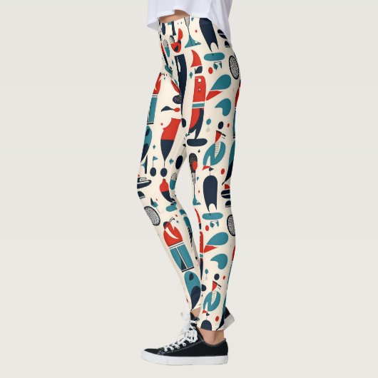 Abstract 50s golfpatroon leggings (Links)