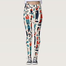 Abstract 50s golfpatroon leggings