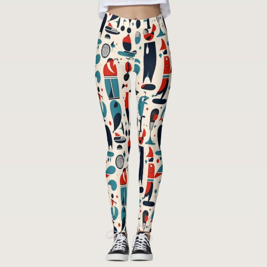 Abstract 50s golfpatroon leggings (Voorkant)