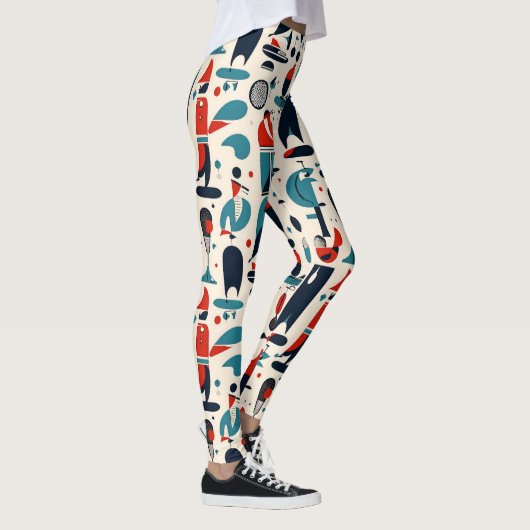 Abstract 50s golfpatroon leggings (Rechts)