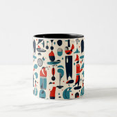 Abstract 50s golfpatroon tweekleurige koffiemok (Center)