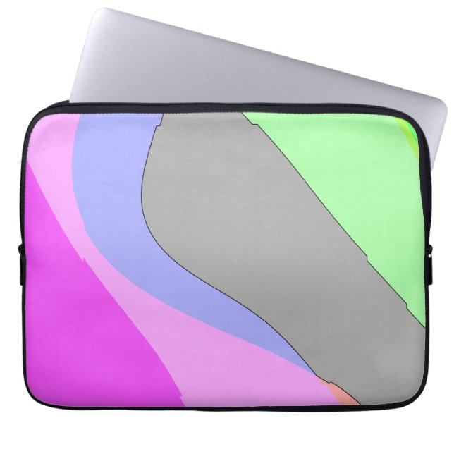 Abstract 703 - Retro Groovy Pink And Green Laptop Sleeve (Voorkant)