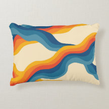 Abstract 70s Retro Oranje Blauwe Golf Streep Patro