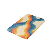 Abstract 70s Retro Sinaasappel Blauw Wavy Stripe P Badmat (Gekanteld)