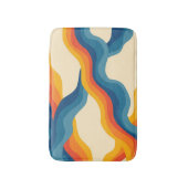 Abstract 70s Retro Sinaasappel Blauw Wavy Stripe P Badmat (Voorkant Verticaal)
