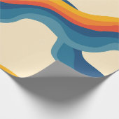 Abstract 70s Retro Sinaasappel Blauw Wavy Stripe P Cadeaupapier (Hoek)