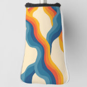 Abstract 70s Retro Sinaasappel Blauw Wavy Stripe P Golfheadcover (Draai 90)
