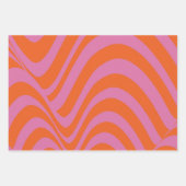 Abstract 70s Retro Sinaasappel Blauw Wavy Stripe P Inpakpapier Vel (Voorkant 3)