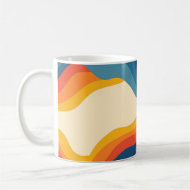 Abstract 70s Retro Sinaasappel Blauw Wavy Stripe P Koffiemok