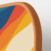 Abstract 70s Retro Sinaasappel Blauw Wavy Stripe P Pickleball Paddle (Links Detail)