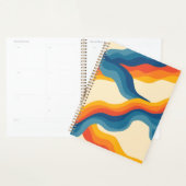 Abstract 70s Retro Sinaasappel Blauw Wavy Stripe P Planner (Display)