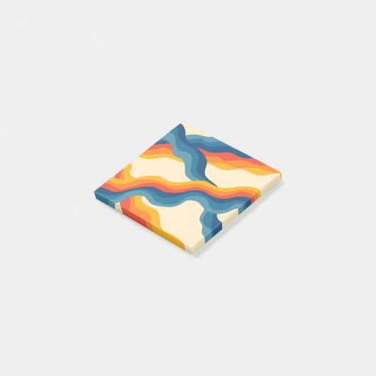 Abstract 70s Retro Sinaasappel Blauw Wavy Stripe P Post-it® Notes (Schuin)